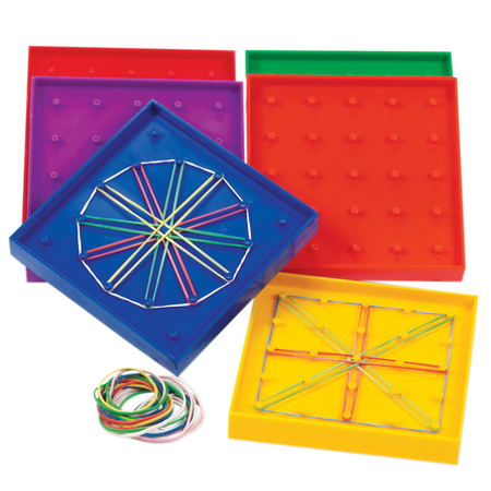 LEARNING RESOURCES Double-Sided Rainbow Geoboards, PK6 0425